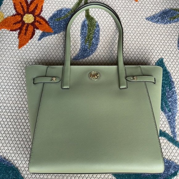 Michael Kors Carmen Large Leather NS Tote Light Sage Multi - Picture 8 of 16